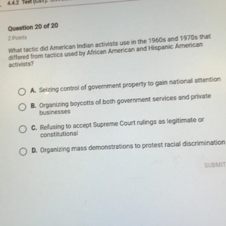 What tactic did American Indian Activists use in the 1960s and 1970s that differed-example-1