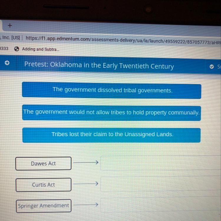 Match each of the following laws with the effect it had on Native Americans.-example-1