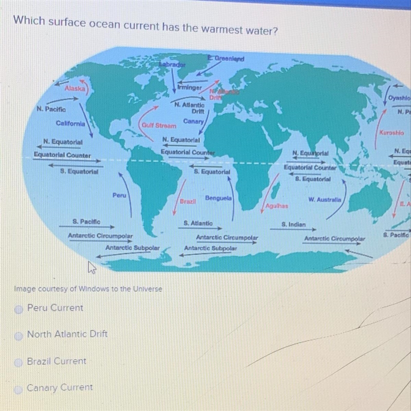 Which surface ocean currently has the warmest water?-example-1