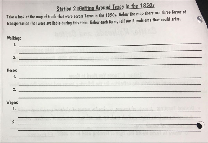 Three forms of transportation that were available during 1850 in Texas. List 2 Problems-example-1