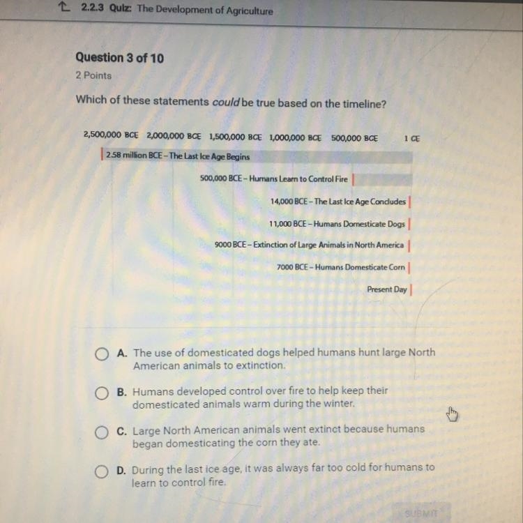 Which of these statements could be true based on the timeline?-example-1