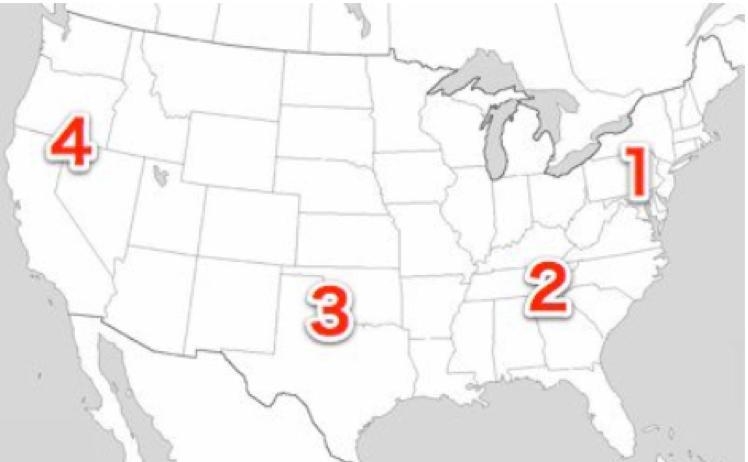 Which number represents the region with the HIGHEST population density at the end-example-1