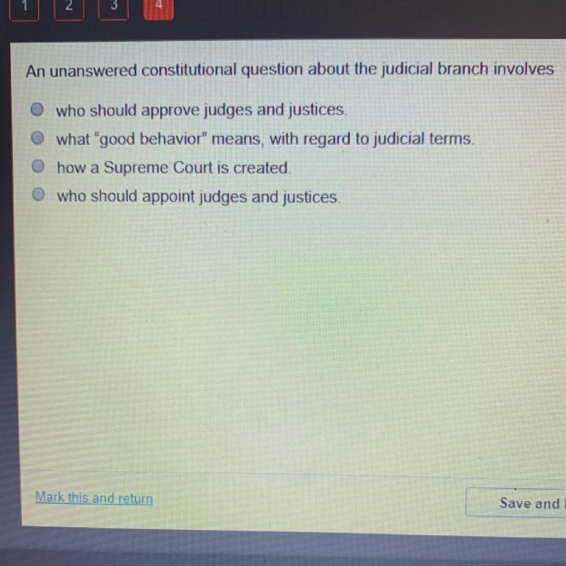 An unanswered constitutional question about the judicial branch involves-example-1