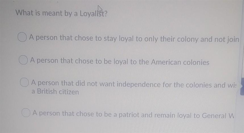 What is meant by a Loyalist? PLEASEEEEEEE HURRYYYYYY!!!!!!!!!!!​-example-1