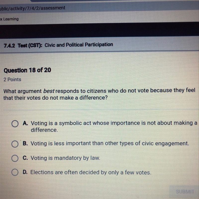 What argument best responds to citizens who do not vote because they feel that their-example-1