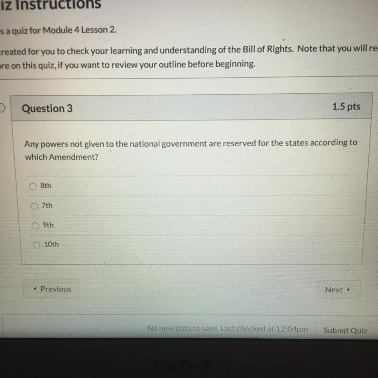 Powers not given to the government are listed in what amendment-example-1