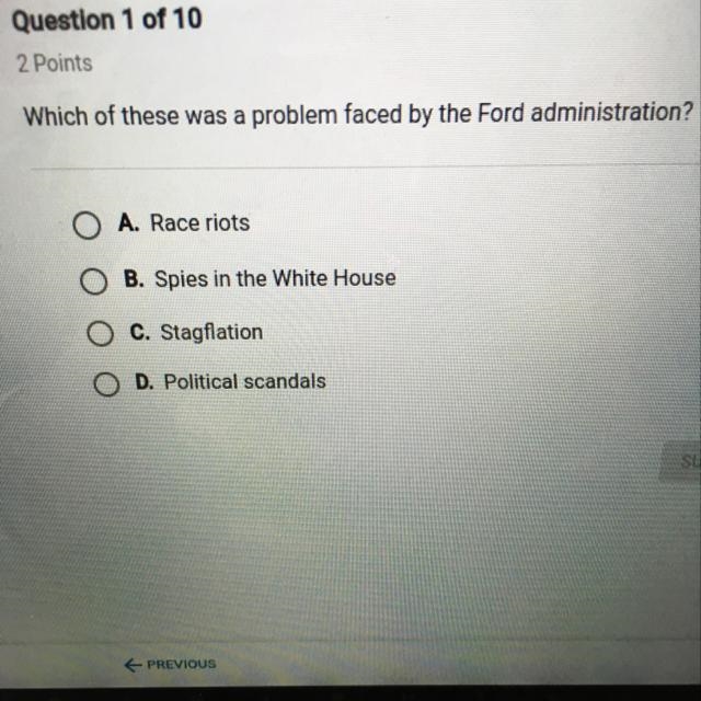 Which of these was a problem faced by the Ford administration?-example-1