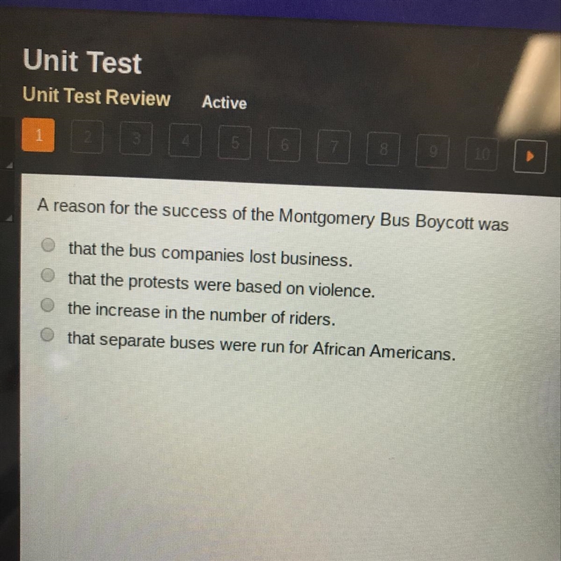 A reason for the success of the Montgomery bus boycott was?-example-1