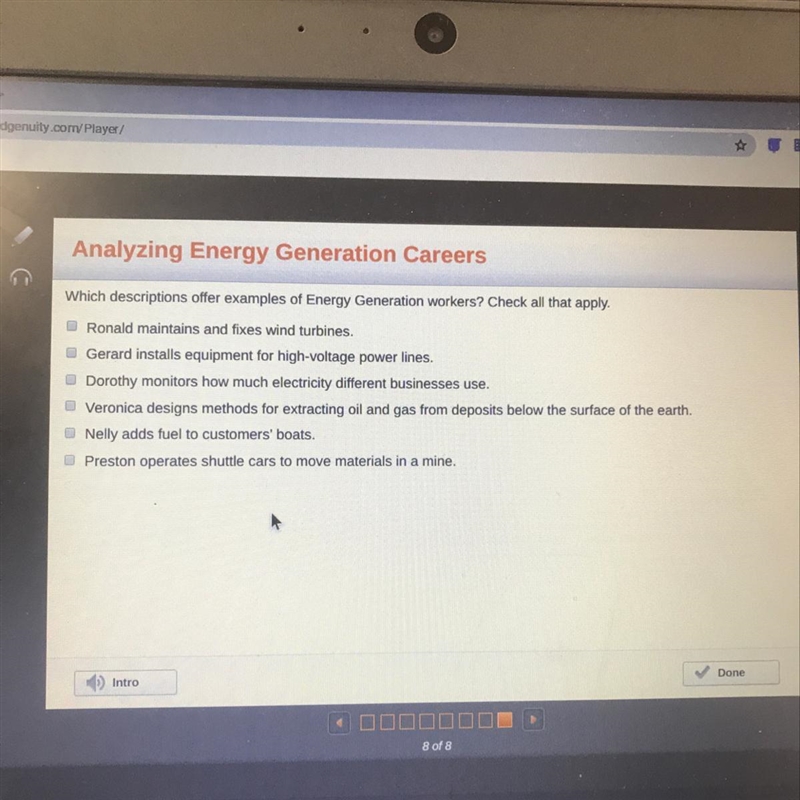 Please hurry I need it now Which descriptions offer examples of Energy Generation-example-1