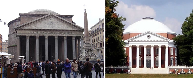 The picture on the left shows a Roman building built nearly 2,000 years ago. The picture-example-1