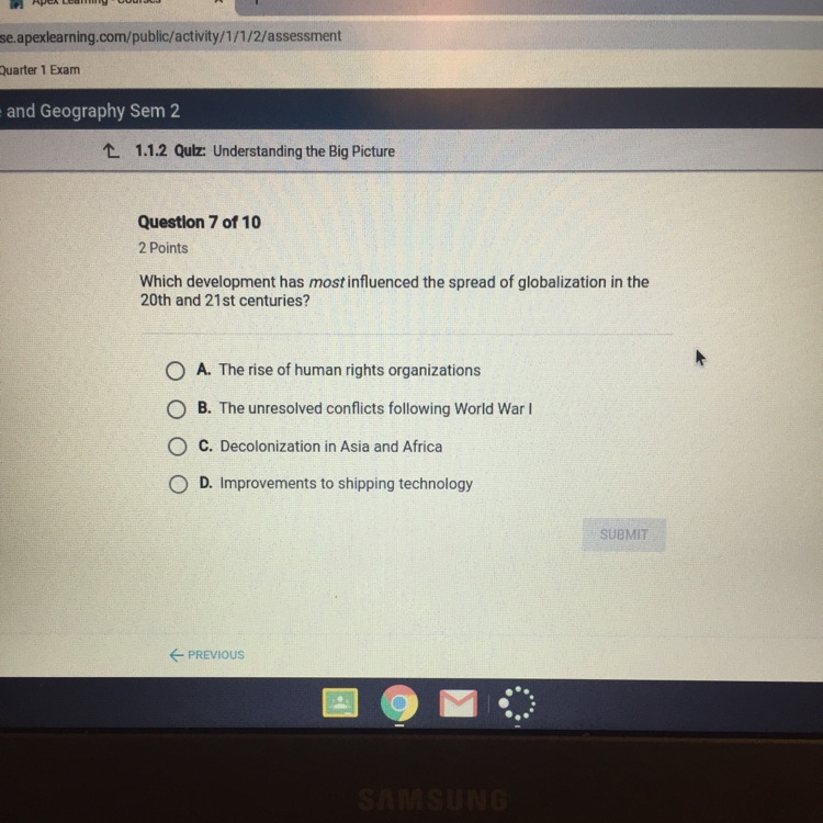 Which development has most influenced the spread of globalization in the 20th and-example-1