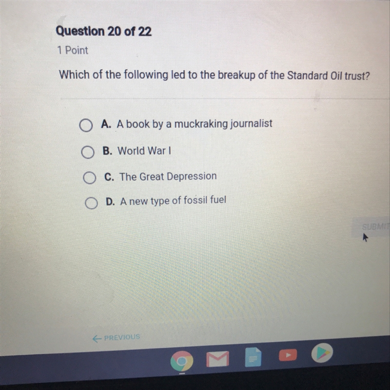 Which of the following lead to the break up of the standard oil trust-example-1