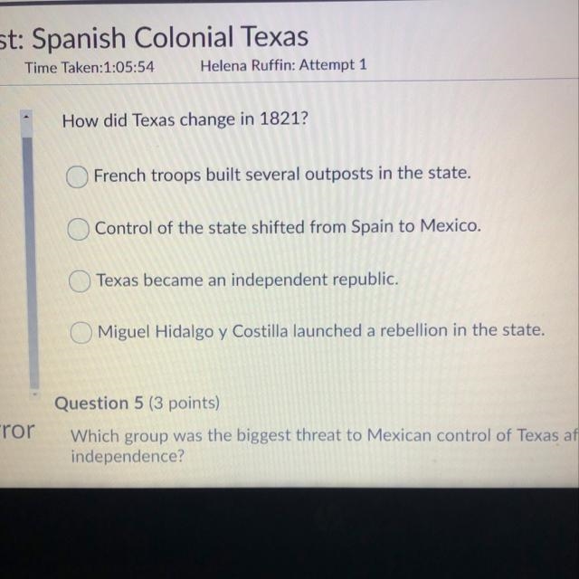 How did Texas change in 1821?-example-1