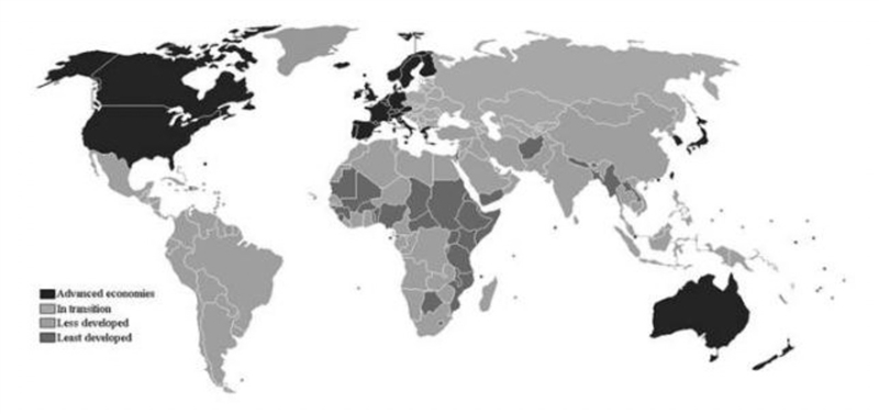 Human geographers have noted a connection between economic development and the economic-example-1