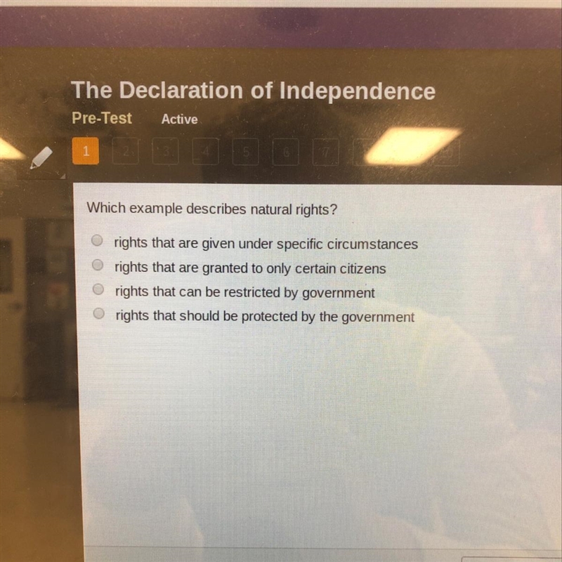 Which example describes natural rights?-example-1