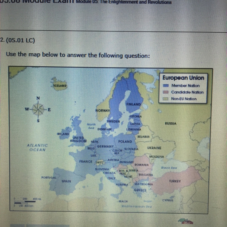 Which statement is supported by the map? A) most eastern Europe nations are candidate-example-1