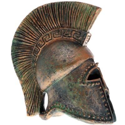 This war helmet was created in ancient Greece between 350 and 300 BC. It is made of-example-1