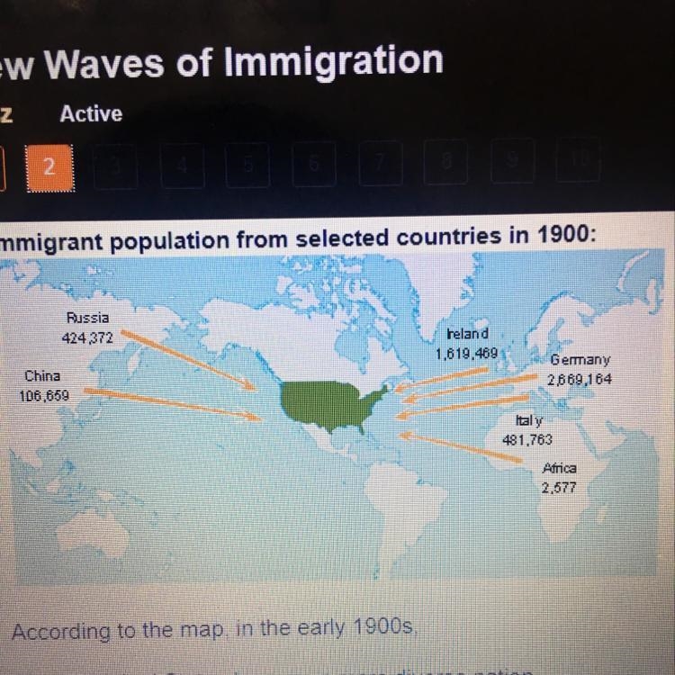 According to the map, in early 1900s, ???? A) the United States became a more diverse-example-1