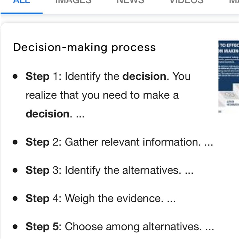 What are the five steps of decision making-example-1