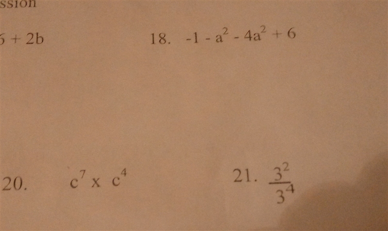 Please simplify each expression for 18, 20, and 21-example-1