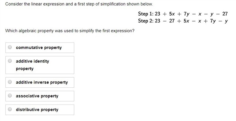 Consider the linear expression and a first step of simplification shown below.-example-1