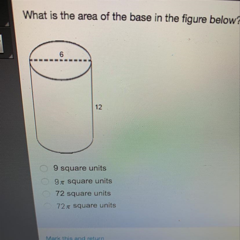 What is the area of the base in the figure below-example-1