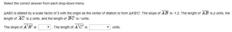 The options for the first drop-down menu: a) 1.2 b) -1.2 c) -3.6 The options for the-example-1