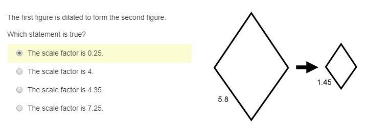 How do I find The first figure is dilated to form the second figure. Which statement-example-1