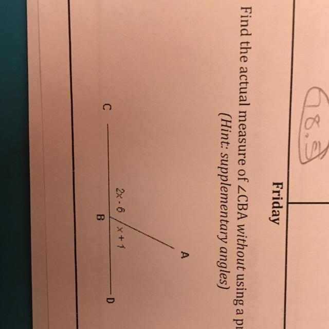 The cut-out word says protractor.-example-1