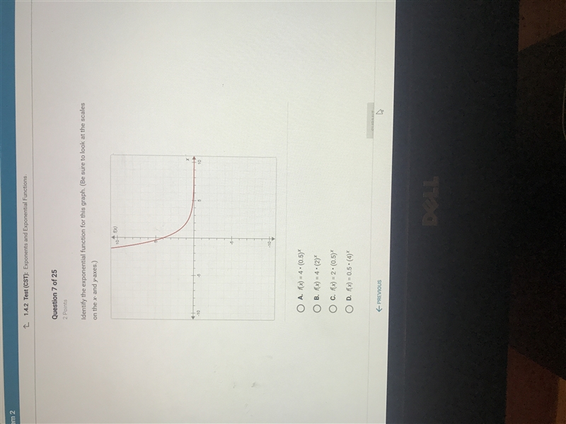 Identify the exponential function for this graph-example-1