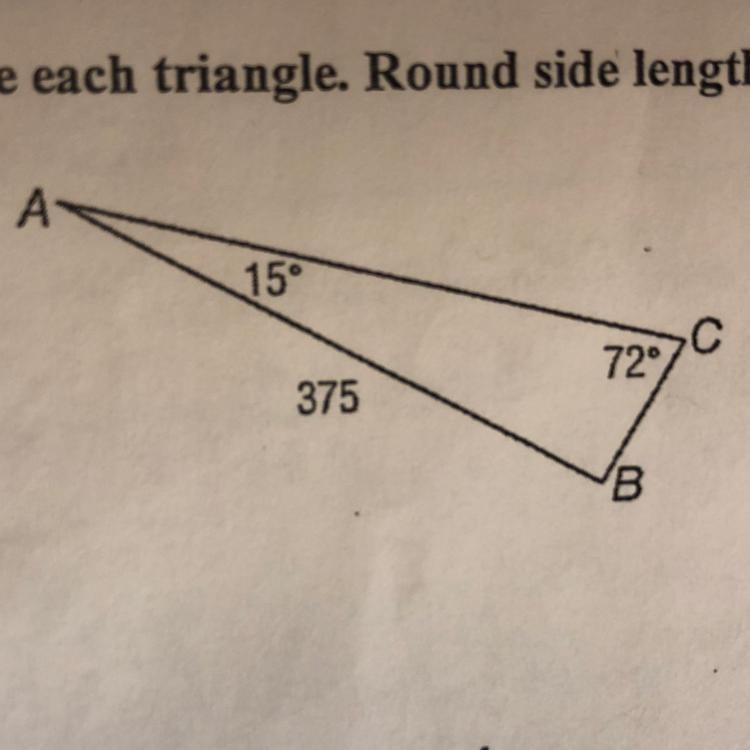 Solve the triangle given two angles and one side.-example-1