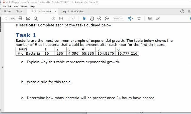 (40pts) Help please bacteria are the most common example of exponential growth The-example-1