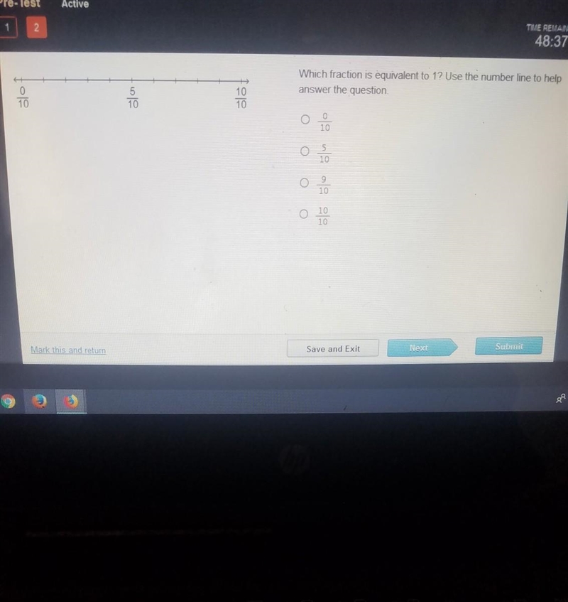 Which fraction is equivalent to 1 use the number line to help answer the question-example-1