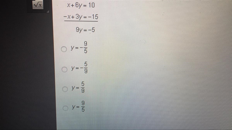 The equation in this system were added to solve for y. What is the value of y-example-1