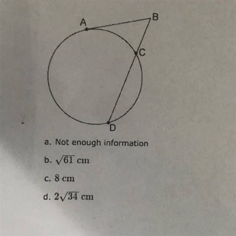 Given circle assume that AB Is tangent to the circle and AD Passes through the center-example-1