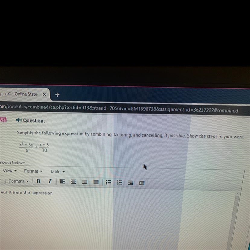 Simplify the following expression by combining , factoring, and cancelling, if possible-example-1