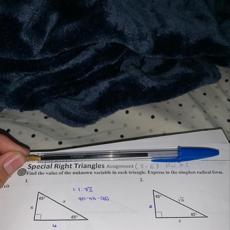 Find the value of x & z plz and give an explanation ( :-example-1