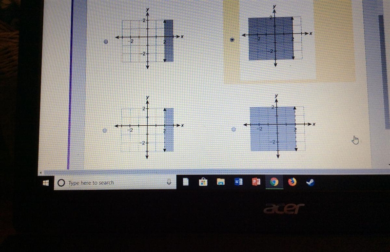 Which graph represents the inequality X is less than or equal to 2-example-1