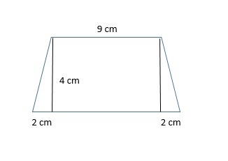 The trapezoid is composed of a rectangle and two triangles. What is the area of the-example-1