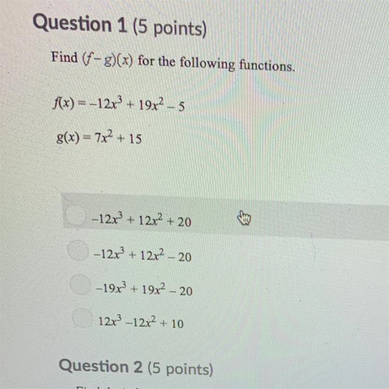 Find (f-g)(x) for the following functions.-example-1