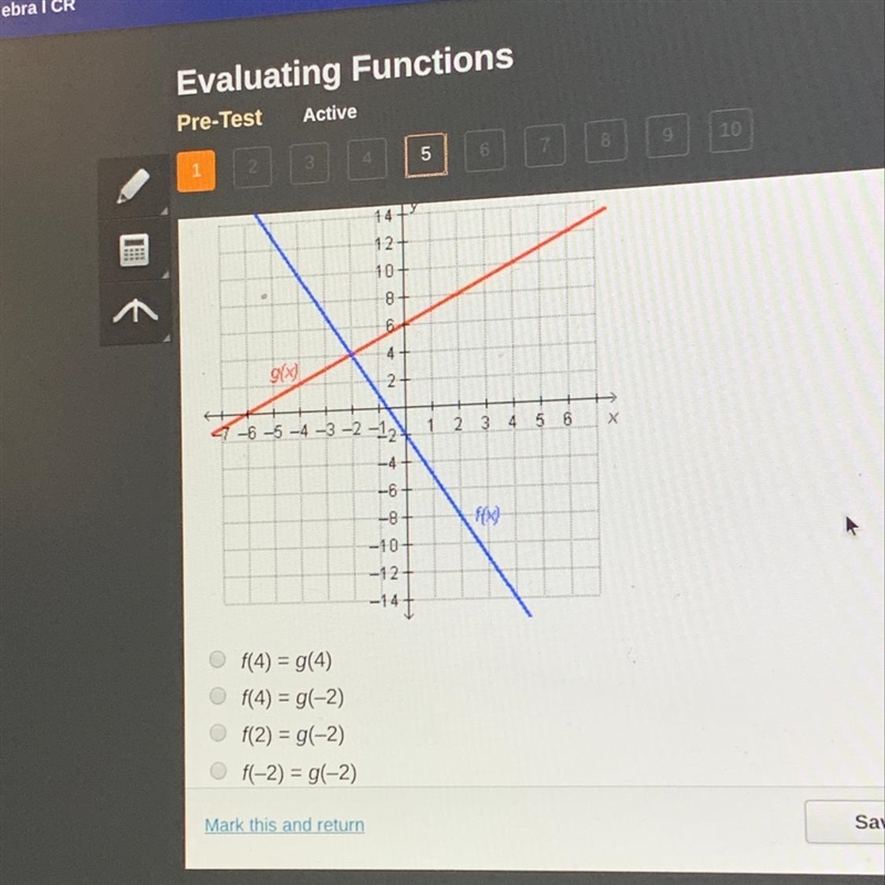 Which statement is true regarding the graphed functions?-example-1