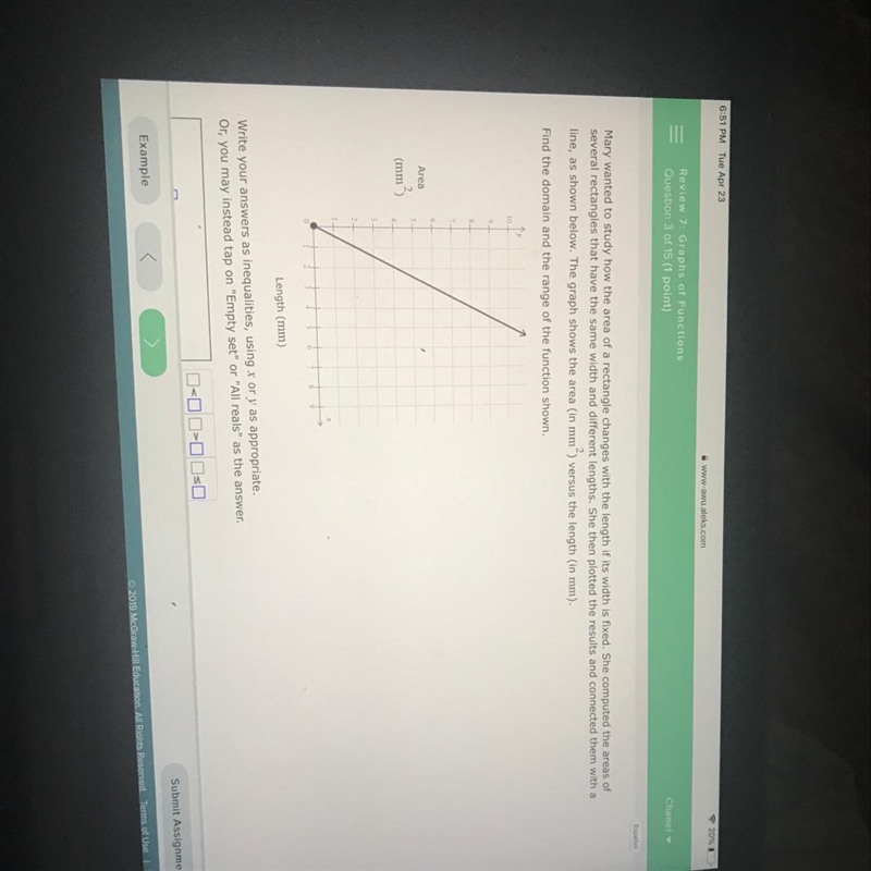 What is the domain and range of the function shown-example-1