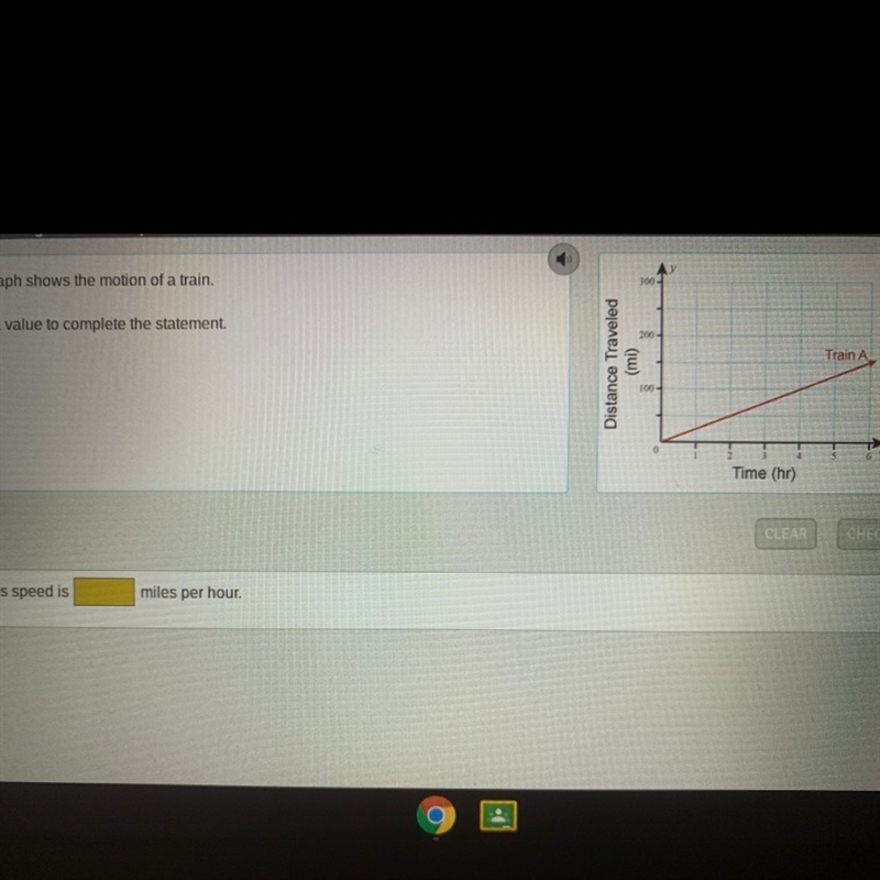 The graph shows motion of a train. Enter a value to complete the statement-example-1