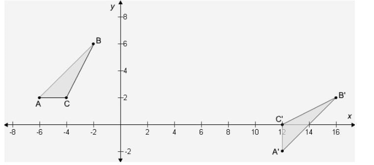 A sequence of transformations maps ∆ABC to ∆A′B′C′. The sequence of transformations-example-1