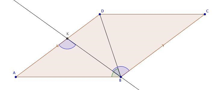 Suppose ABCD is a rhombus and that the bisector of ∠ABD meets AD at point K. Prove-example-1