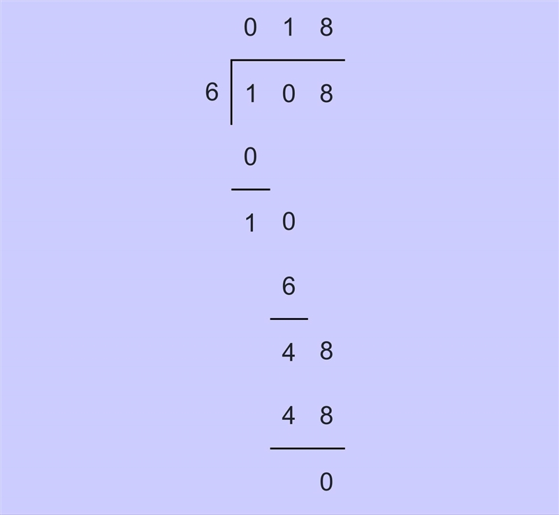 What 6 divided by 108 long divison-example-1