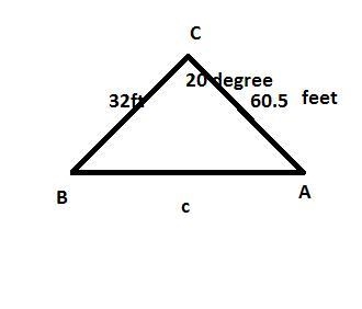 A baseball player bunts a ball down the first base line. It rolls 32 ft at an angle-example-1