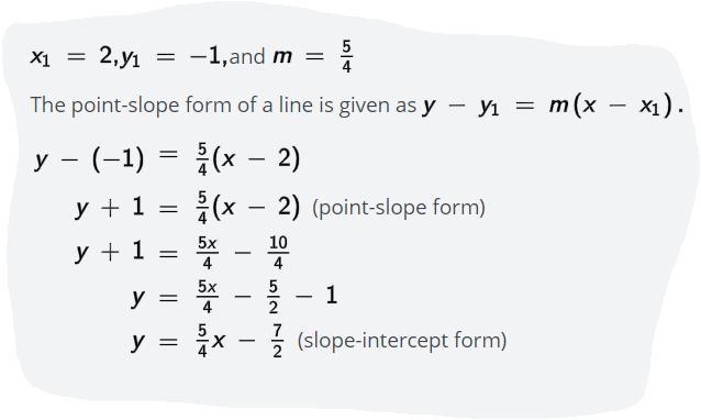 Given the slope of the line and one point that it passes through, represents the equation-example-1