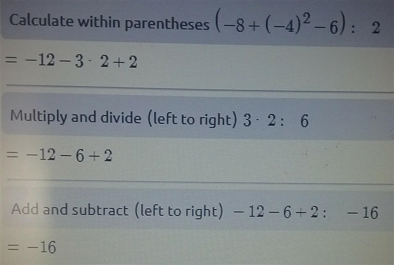 Simplify this expression. -12 - 3 • (-8 +(-4)^2 - 6) + 2-example-1