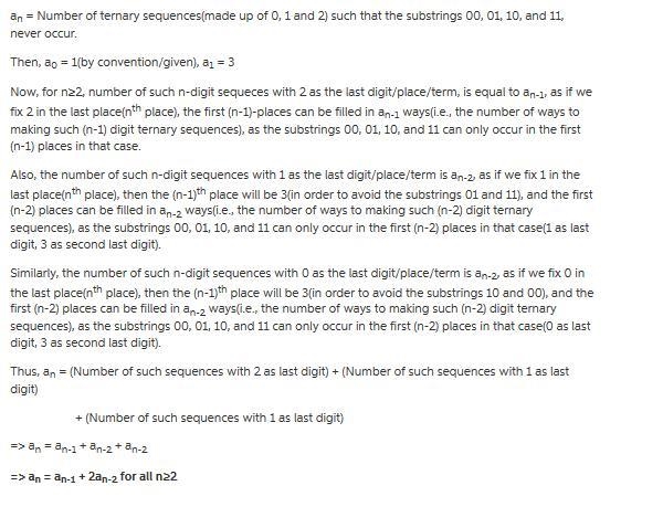 Let an equal the number of ternary strings of length n made up of Os, .ls, and 2s-example-1